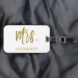 Étiquette À Bagage Nouvelle mariée Mme Nom de famille Bagage Bag Tag<br><div class="desc">Nouvelle Mariée Madame Nom Gold Foil sac à bagages moderne Tag. Ce sac est parfait pour les vacances en lune de miel après le mariage. Le nom de famille de Mme a une étiquette de sac à huile d'argent de nom de famille.</div>