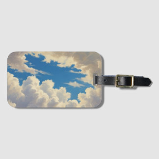 Étiquette À Bagage Nuages blancs et ciel bleu clair
