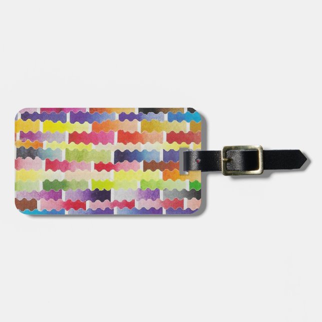 Étiquette À Bagage nuances d'aquarelle ondulées (Devant horizontal)