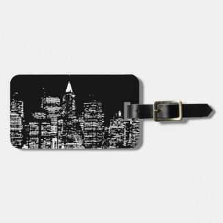 Étiquette À Bagage Nuit de New York en noir et blanc