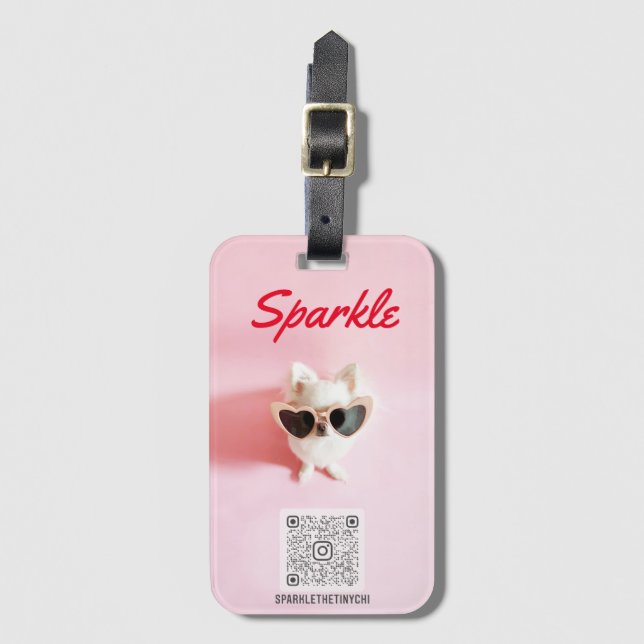 Étiquette À Bagage Numéro de code QR personnalisé moderne (Devant Vertical)