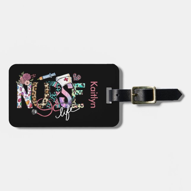 Étiquette À Bagage Nurse Life Retro Typographie mignonne (Devant horizontal)
