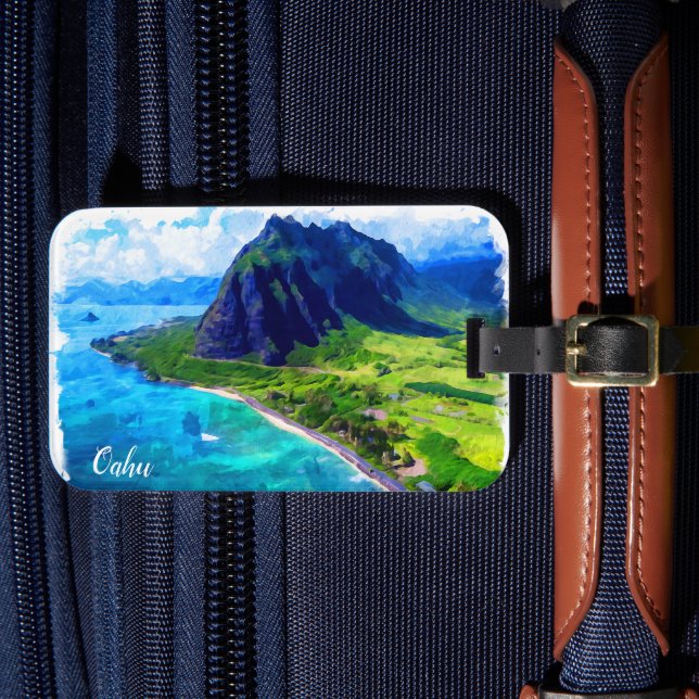 Étiquette À Bagage Oahu Hawaii Panorama Vue Plage (Insitu Rectoal 4)