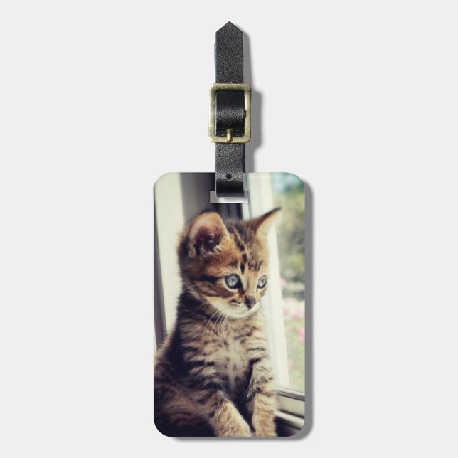 Étiquette À Bagage Observation tigrée de chaton (Devant Vertical)