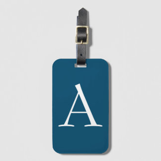 Étiquette À Bagage Océan Bleu Plaine Élégant Monogramme moderne Initi