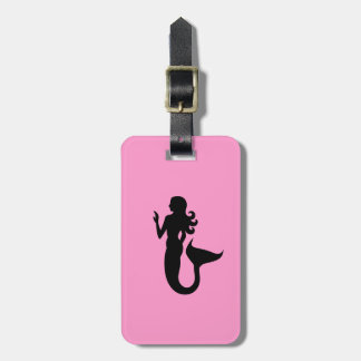 Étiquette À Bagage Ocean Glow_Mermaid noir sur rose_personnalisé