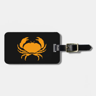 Étiquette À Bagage Ocean Glow_Orange sur Crabe noir_personnalisée