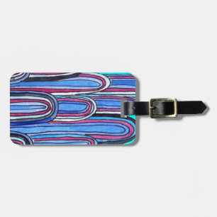 Étiquette À Bagage Ocean Waves aqua blue pattern