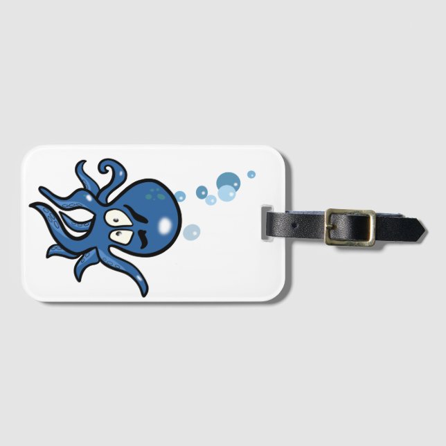 Étiquette À Bagage Octopus bleu (Devant Horizontal)