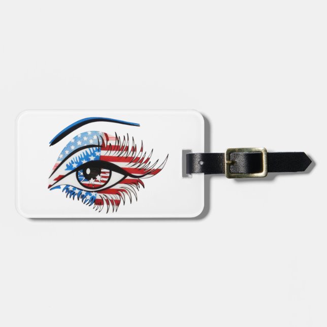 Étiquette À Bagage Oeil de drapeau américain, Clipart de sublimation  (Devant horizontal)