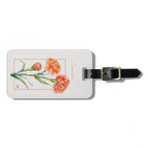 Œillet corail aquarelle botanique nom personnalisé