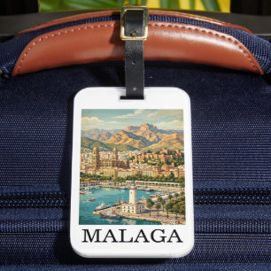 Étiquette À Bagage Œuvre d'art de voyage vintage Malaga Espagne