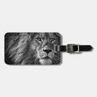 Étiquette À Bagage Oeuvre de Lion noir et blanc
