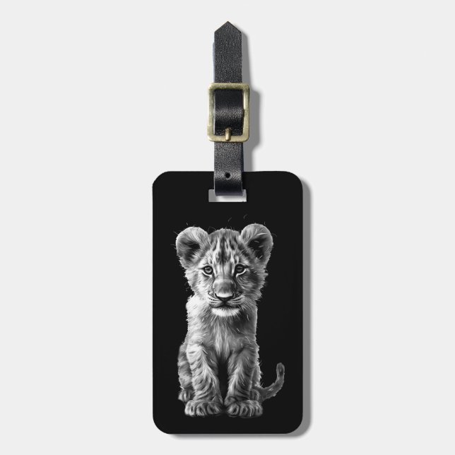 Étiquette À Bagage Oh Bébé Gros Chat Cub Gris (Devant Vertical)