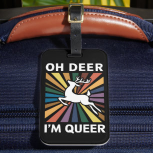 Étiquette À Bagage Oh Deer Je suis Queer Rainbow LGBT Pride Gay Lesbi