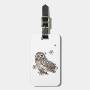 Étiquette À Bagage Oiseau Hivernal Snowflakes Nature Art