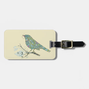 Étiquette À Bagage Oiseau vintage Inspiré Mignonné Sur Une Branche