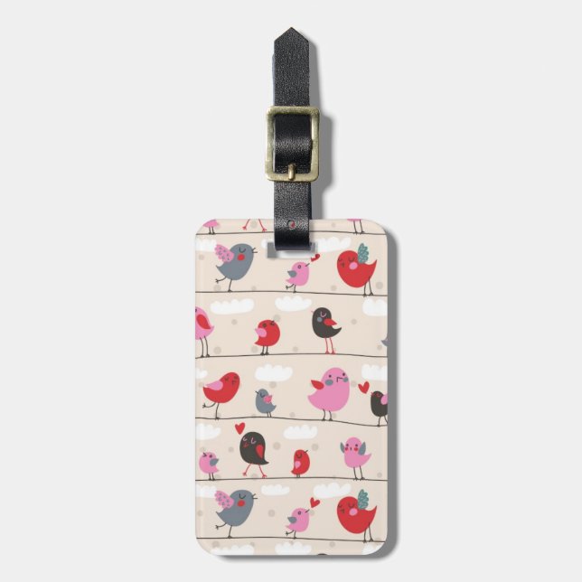Étiquette À Bagage Oiseaux dans l'amour (Devant Vertical)