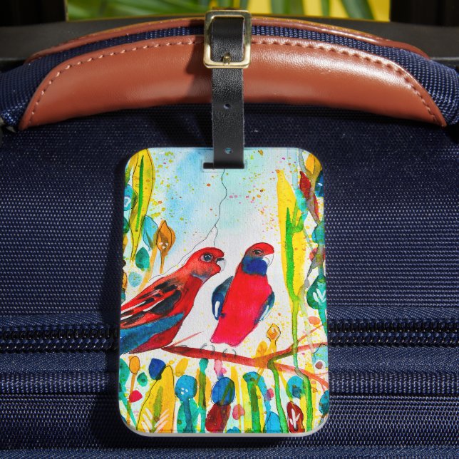 Étiquette À Bagage Oiseaux de Rosella dans l'art de l'aquarelle des a (Insitu Rectoal 2)