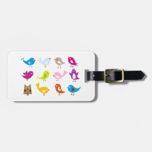 Étiquette À Bagage Oiseaux mignons colorés