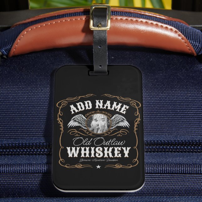 Étiquette À Bagage Old Moonshine Whiskey Étiquette AJOUTER PHOTO Nom  (Insitu Rectoal 2)