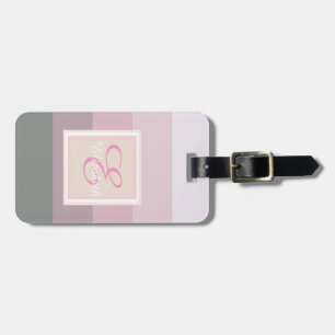 Étiquette À Bagage Ombre coloré personnalisé avec monogramme rayé