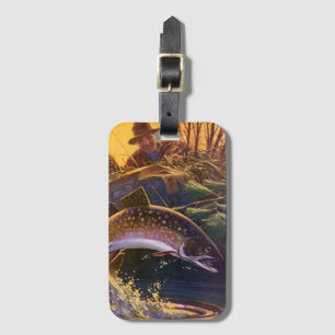 Étiquette À Bagage Ombre de rivière Poisson Pêcheur, Pêche sportive v