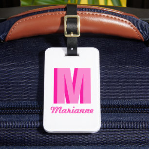 Étiquette À Bagage Ombre Rose Prépa Monogramme Nom Personnalisé