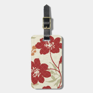 Étiquette À Bagage Ombres florales en rouge et orange