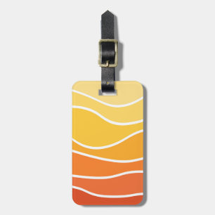 Étiquette À Bagage Ondes de style rétro jaune et orange