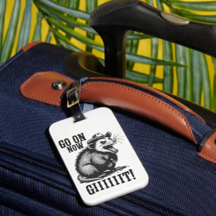 Étiquette À Bagage Opossum Cowboy Vintage Allez Maintenant Partir Wes