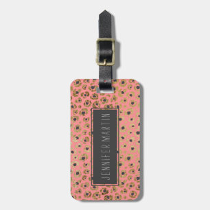 Étiquette À Bagage Or chic de Faux et copie noire de guépard sur le