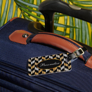 Étiquette À Bagage Or métallique et squelette noir   Personnaliser