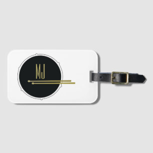Étiquette À Bagage Or Noir Batteur Monogramme