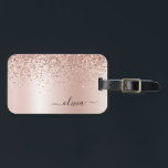 Étiquette À Bagage Or rose - rose poudré paillettes métal monogramme<br><div class="desc">Or rose - rose poudré faux feuille métallisé paillettes étincelles métal brossé monogramme nom et initiale sac ou étiquette de bagage. Cela fait le parfait cadeau pour un anniversaire sweet 16, mariage, douche de mariée, anniversaire, douche de bébé ou enterrement de vie de jeune fille pour quelqu'un qui aime le...</div>