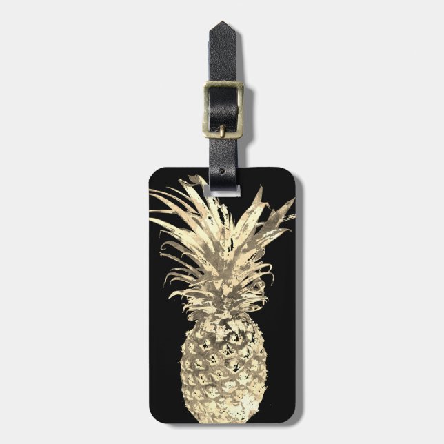 Étiquette À Bagage Or tropical d'ananas (Devant Vertical)