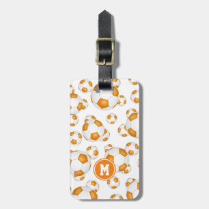 Étiquette À Bagage orange blanc de l'équipe de football couleurs mono