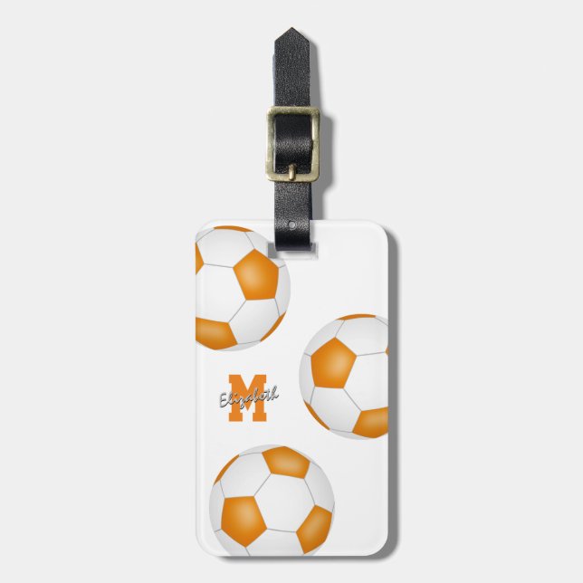Étiquette À Bagage orange blanc filles garçons équipe couleurs sac de (Devant Vertical)
