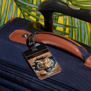 Étiquette À Bagage Orange de tigre personnalisé