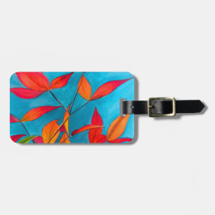 Étiquette À Bagage Orange feuille Automne art original aquarelle