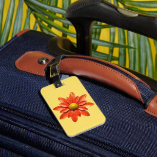 Étiquette À Bagage Orange Funky MOD Retro Fleur marguerite Florale Ja