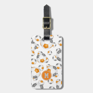 Étiquette À Bagage orange gris équipe de football couleurs monogramme