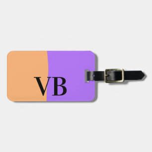 Étiquette À Bagage Orange violet solide ajouter nom lettre monogramme