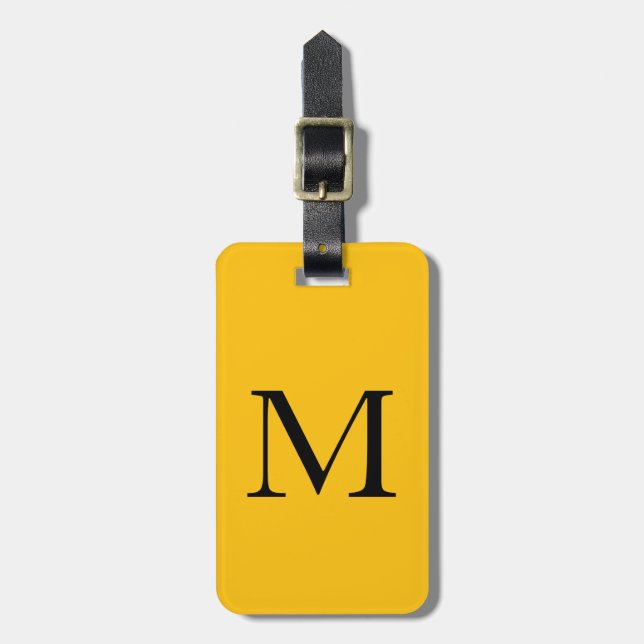 Étiquette À Bagage Orange Yellow Monogramme Initiales Nom Cadeau Favo (Devant Vertical)