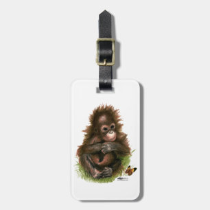 Étiquette À Bagage Orangutan Baby and Butterfly