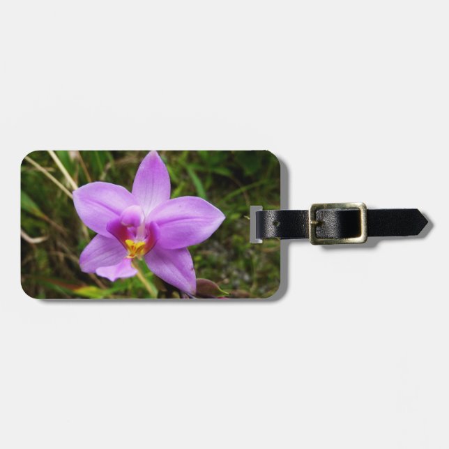 Étiquette À Bagage Orchidée sauvage violette Fleur tropicale (Devant horizontal)