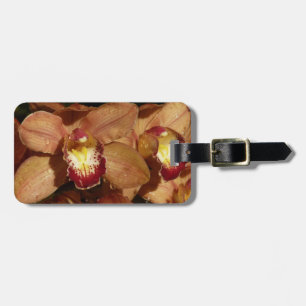 Étiquette À Bagage Orchidées de Pêche avec Raindrops Floral