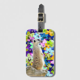 Étiquette À Bagage Orchidées Meerkat Et Aquarelles,