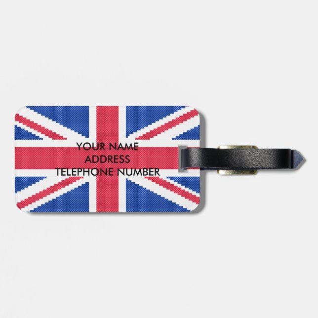 Étiquette À Bagage Original cross-stitch design Union Jack (Dos horizontal)