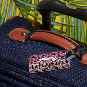 Étiquette À Bagage Ornement rose goth personnalisé & Cr